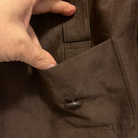 Evelyn & Arthur Women’s Sz12 Brown Silk Linen Blazer, 3 Button Front,  Lined - Picture 7 of 9